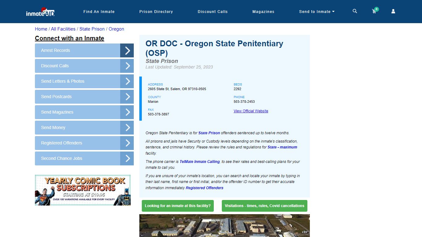 OR DOC - Oregon State Penitentiary (OSP) - InmateAid